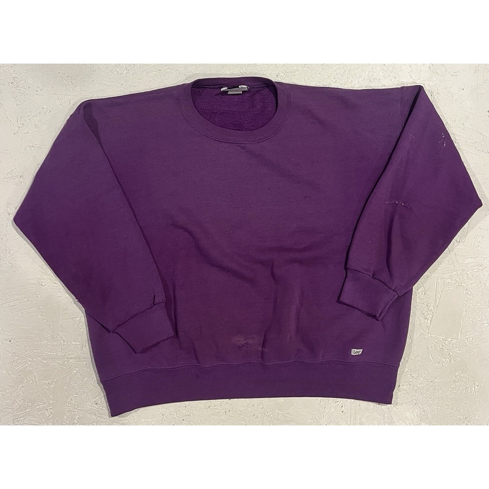 Vintage Lee Sweatshirt Size 22W Womens‎ Purple Crewneck Pullover USA Distressed